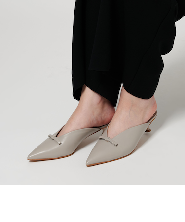 ＜CORSO ROMA 9＞レザー リボン ポインテッド ミュール