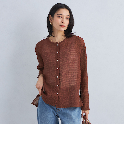 シアー ポコポコ クルーネック カーディガン