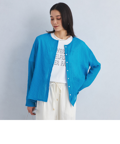 シアー ポコポコ クルーネック カーディガン