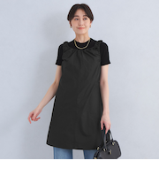 ＜le＞シャーリング ミニ ワンピース