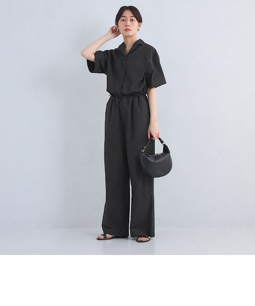 ＜le＞オープンカラー ジャンプスーツ