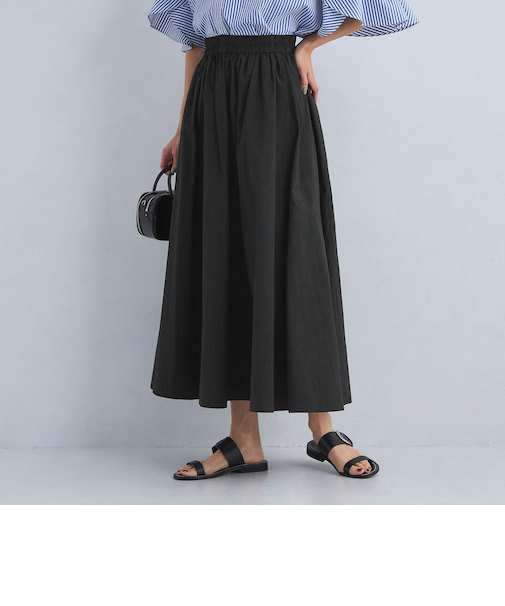 ボリューム ギャザー フレア スカート