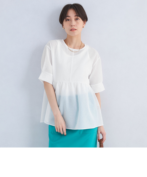 ドライサッカー ペプラム プルオーバー カットソー