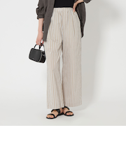 ストライプ イージー パンツ ベージュ