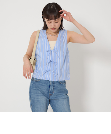 <garance PARIS>ストライプ リボン ベスト