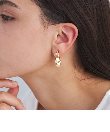 サークル プレート ミックス イヤリング