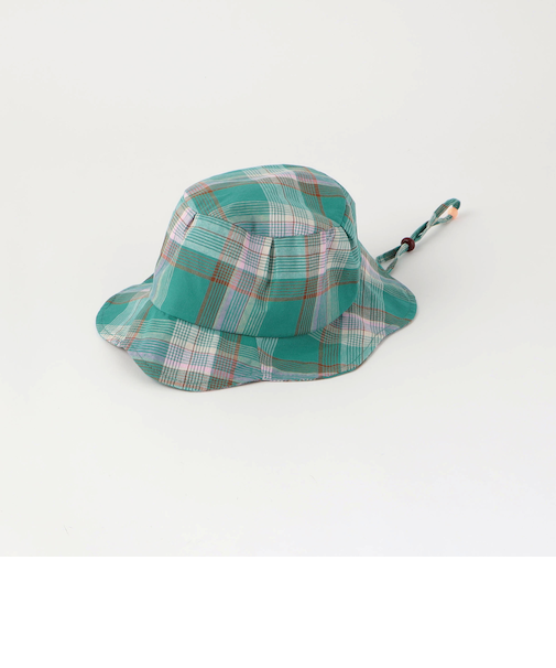チェック バケットハット 紐付き