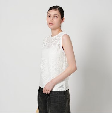 ラッセルレース ノースリーブトップス -ウォッシャブル-