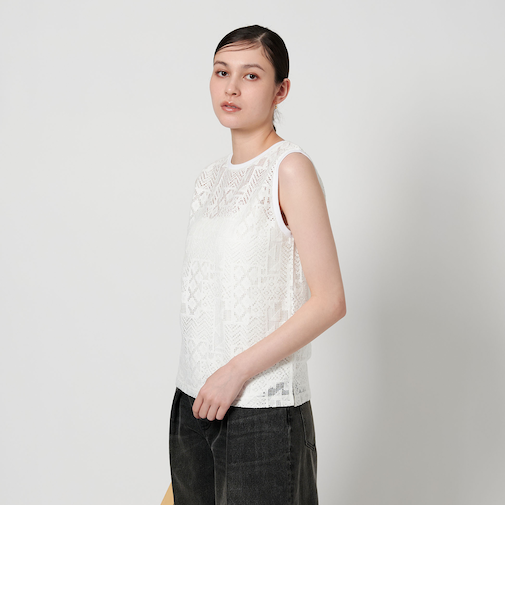 ラッセルレース ノースリーブトップス -ウォッシャブル-