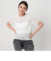 コットンナイロン天竺 シアー クルーネック ショートスリーブTシャツ