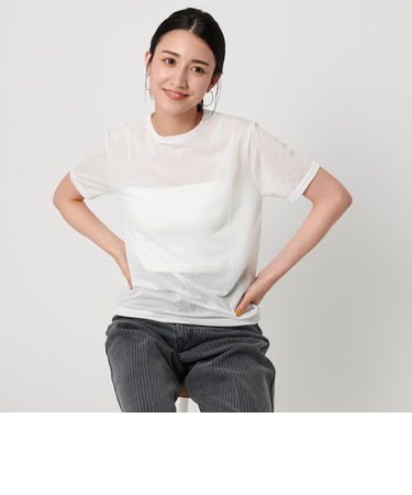 コットンナイロン天竺 シアー クルーネック ショートスリーブTシャツ