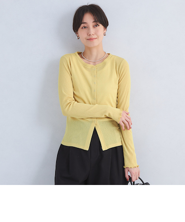 カットスキニー クルーネック カーディガン