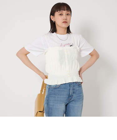 シャーリング ニット ビスチェ -ウォッシャブル-