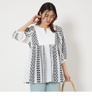 ジャカード キリカエ ブラウス