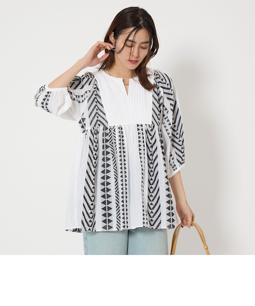 ジャカード キリカエ ブラウス