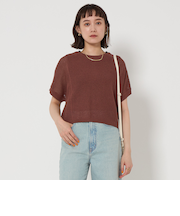 メッシュ クロップド 2WAY ショートスリーブ ニット プルオーバー -ウォッシャブル-
