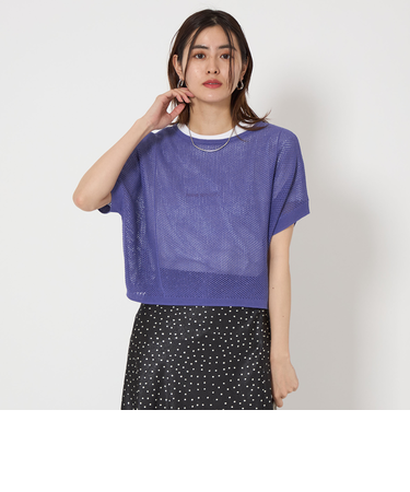 メッシュ クロップド 2WAY ショートスリーブ ニット プルオーバー -ウォッシャブル-
