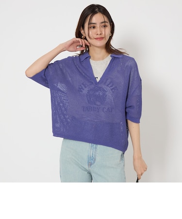メッシュ スキッパー ニット プルオーバー