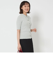 KOKAGE 襟付き リブ ショートスリーブ ニット  -マシンウォッシャブル・UVカット-