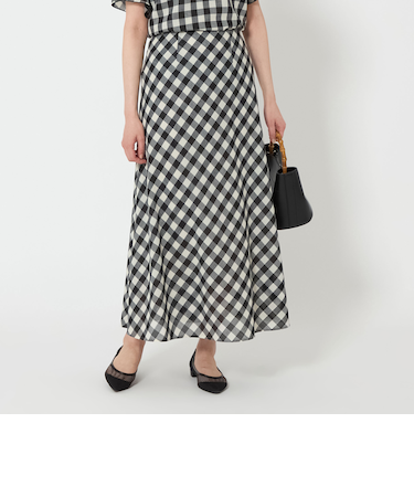 メッシュ ナロー フレア チェック スカート