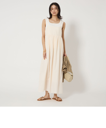 ［size SHORT/TALLあり］ベア キャミソール ワンピース オフホワイト -撥水-