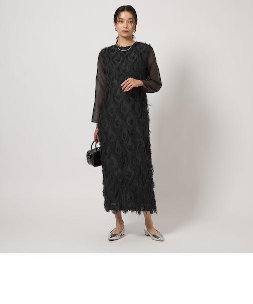 フリンジ ジャカード Iライン ワンピース