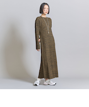 リブニット フレア ワンピース