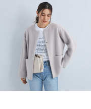 FOXブレンド セッケツ ノーカラー ニット カーディガン