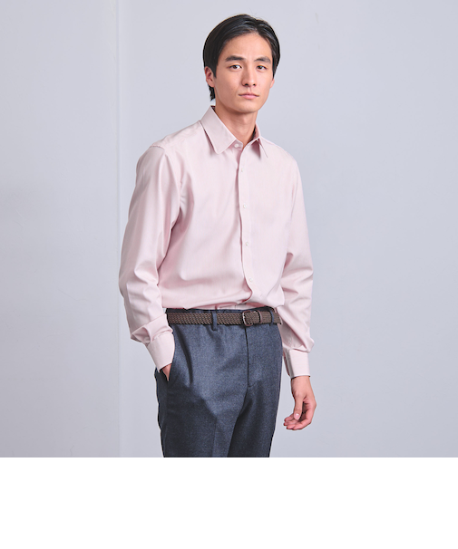 イージーケア ファンシーストライプ ラウンド レギュラーカラーシャツ -抗菌防臭-