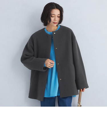 SENTDALE WOOL セントデールウール ノーカラー ミドル コート