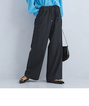 ラメ ストライプ ドロスト パンツ