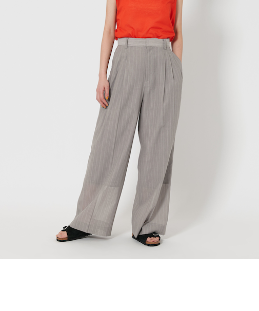 コットンシアーストライプ タックパンツ