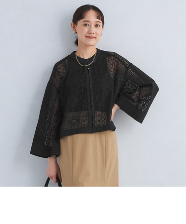 ジオメトリック レース ブラウス