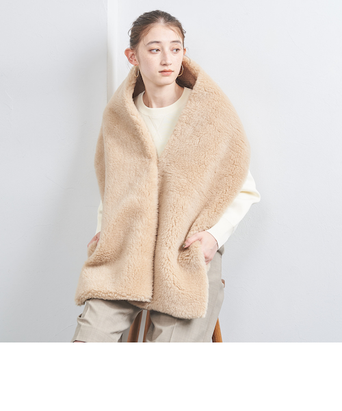 THROW / HAZEL ボアショール　ベージュ THROW / HAZEL ボアショールベージュ