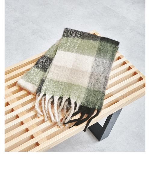 ブラッシュド ブロックチェック柄 マフラー