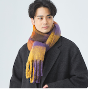 ブラッシュド ブロックチェック柄 マフラー
