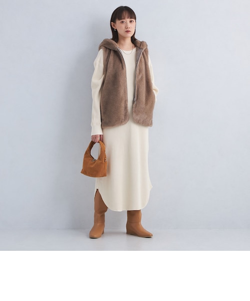 ビッグワッフル バックヘンリーネック ワンピース｜ユナイテッド