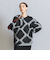 バイカラージャカード シャギーニットプルオーバー