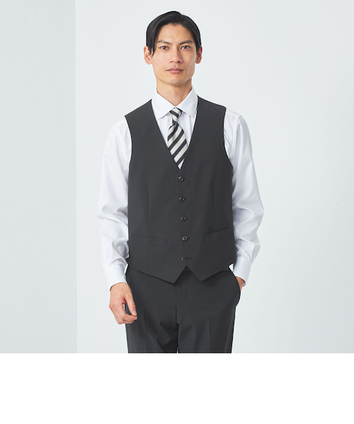 A+ TWPU トロピカル無地 スリム 5B スーツベスト -ウォッシャブル-