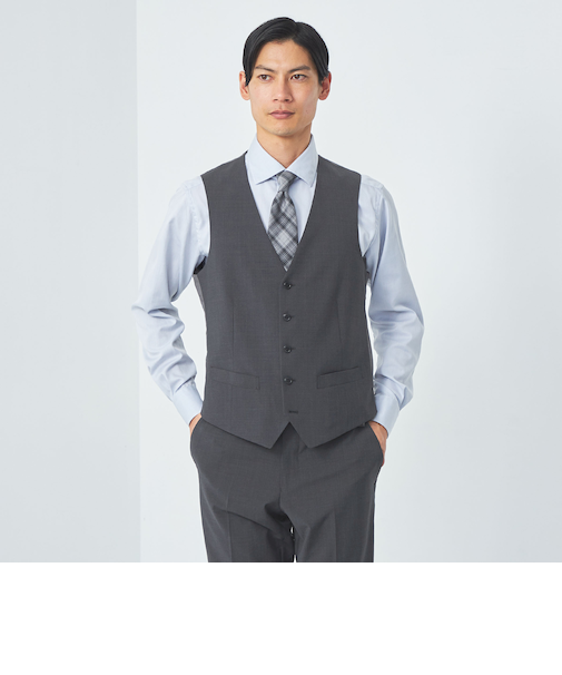 A+ TWPU トロピカル無地 スリム 5B スーツベスト -ウォッシャブル-