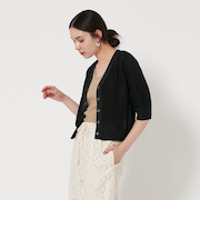 Vネック アゼニット カーディガン -ウォッシャブル-