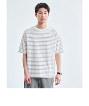 コットン ボーダー クルーネック Tシャツ