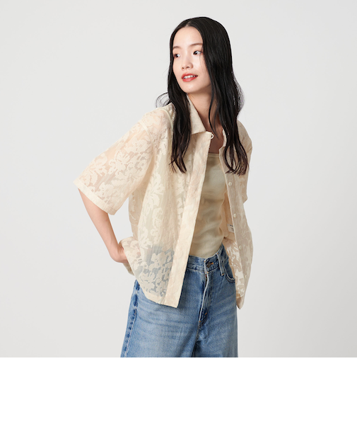 ナイロン エンブロイダリー ショートスリーブシャツ ウォッシャブル