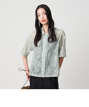 ナイロン エンブロイダリー ショートスリーブシャツ ウォッシャブル