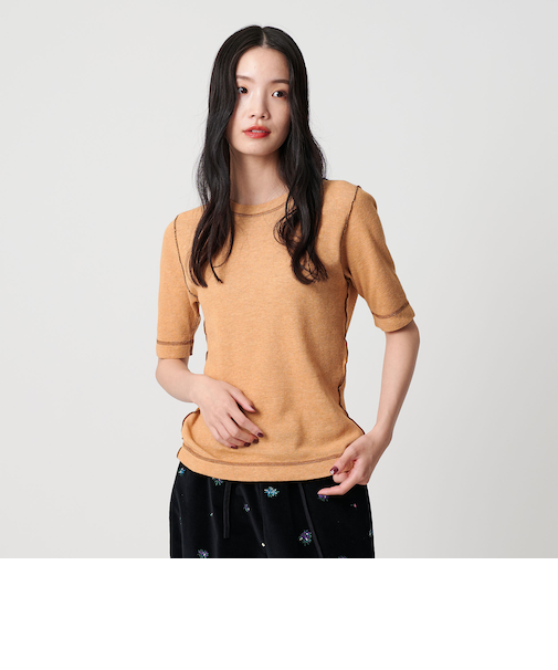 コットンリバーテレコ ハーフスリーブカットソー