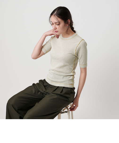 コットンリバーテレコ ハーフスリーブカットソー