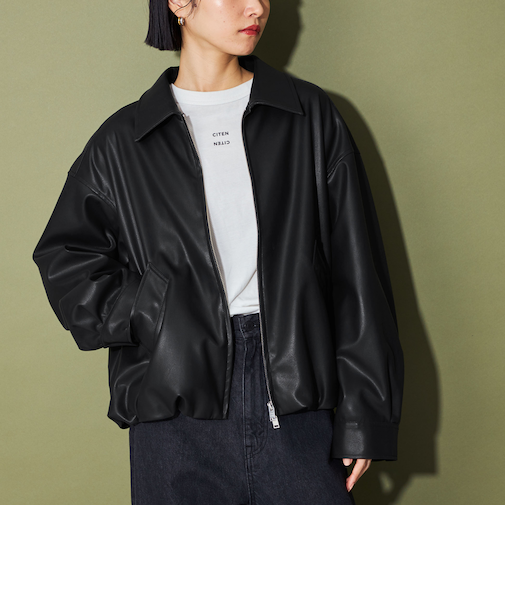 ＜CITEN＞エッセンシャルレザーライクジャケット