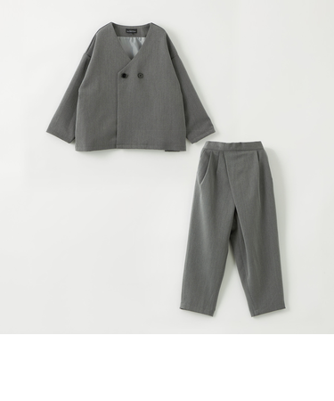 ノーカラージャケット + タックパンツ セット / キッズ 100cm-130cm