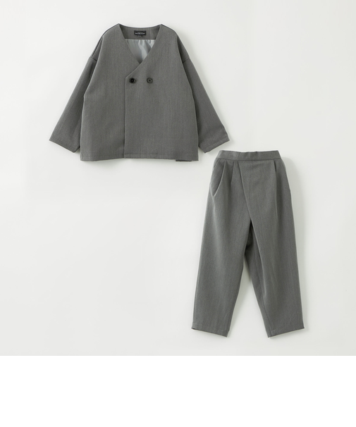 ノーカラージャケット + タックパンツ セット / キッズ 100cm-130cm