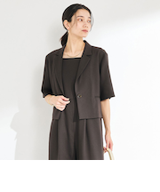 Softリネンライク ショートスリーブ ジャケット -マシンウォッシャブル・吸水速乾-